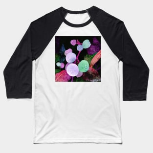 Pink Blueberry Branch Negative Painting Watercolor Baseball T-Shirt